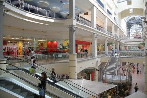 The mall: interior of a shopping center